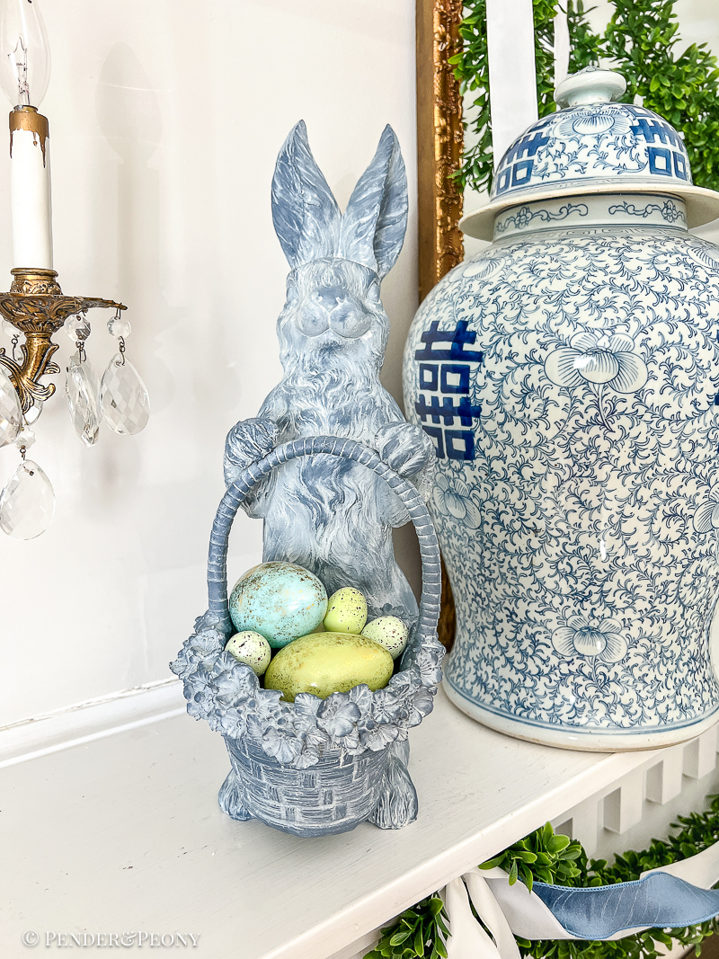 Blue Bunny with Floral Basket - Image 5