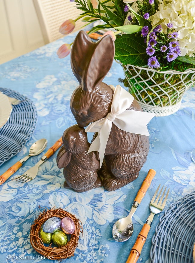 Chocolate bunny mother and baby