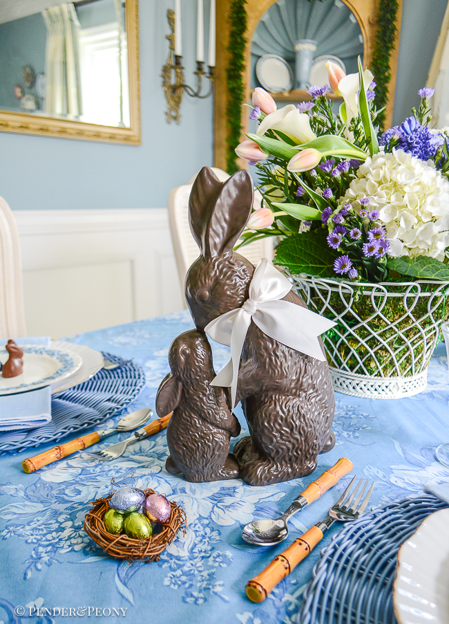 Chocolate bunny mother and baby