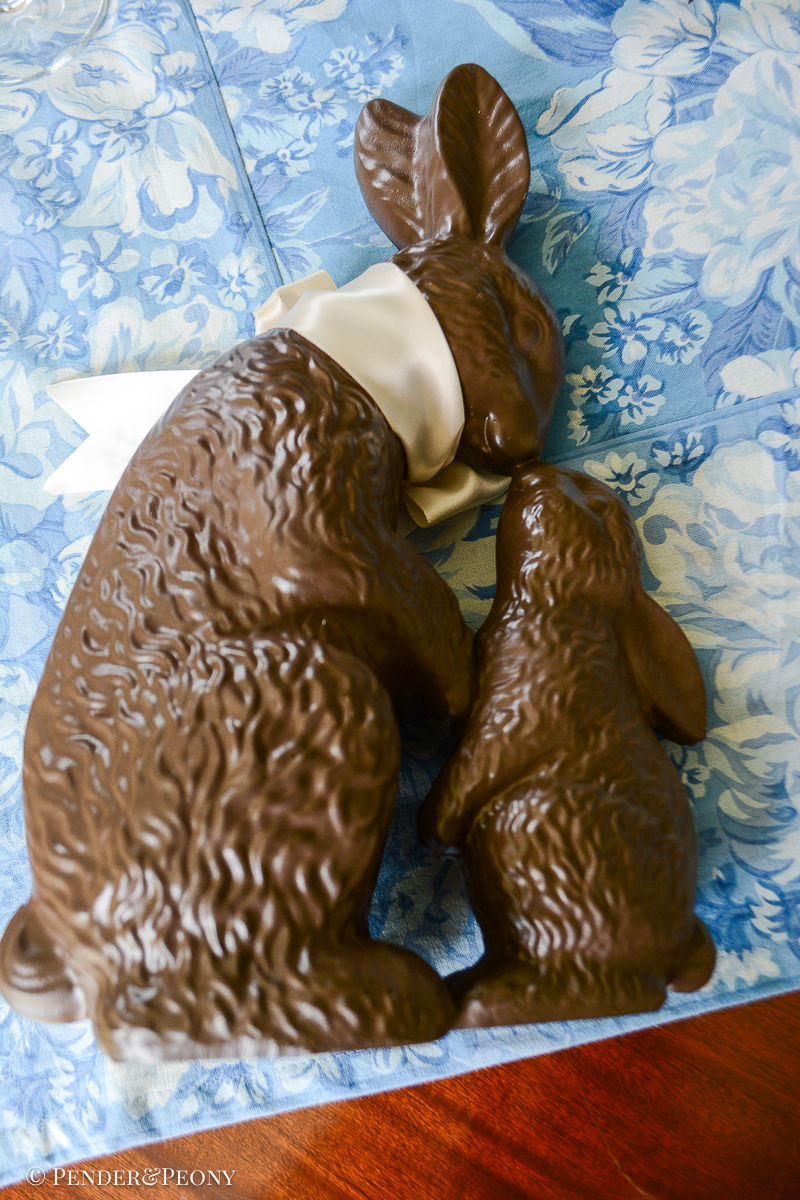 Chocolate bunny mother and baby