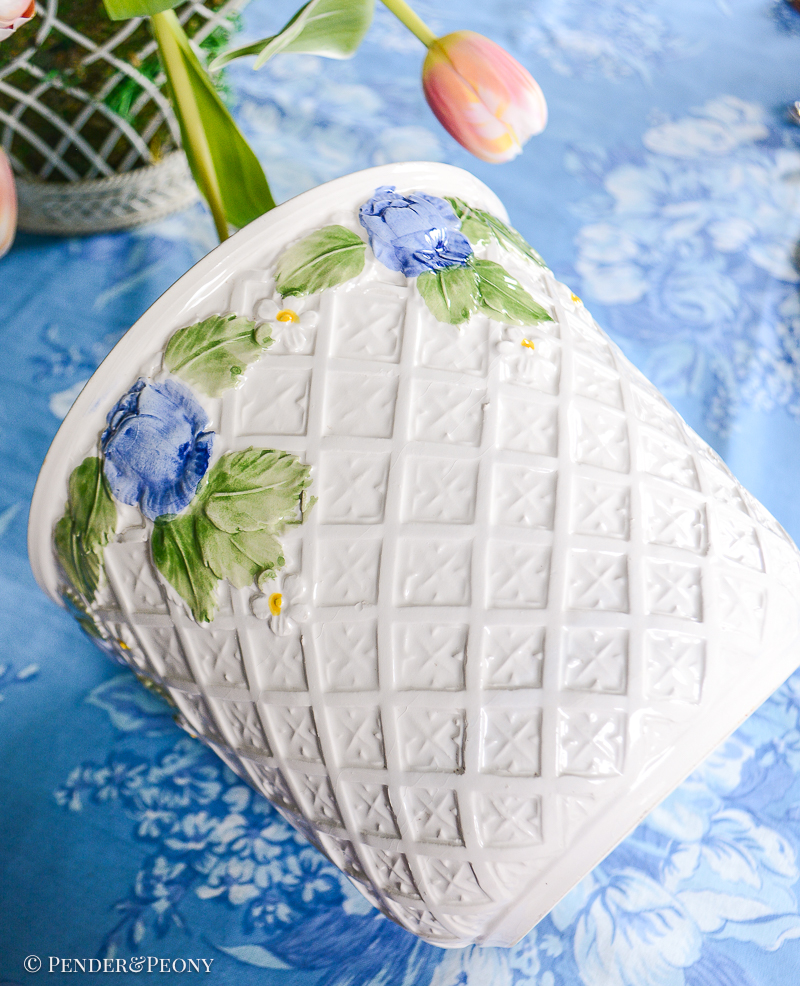 Italian Blue & White Floral Cachepot - Image 5