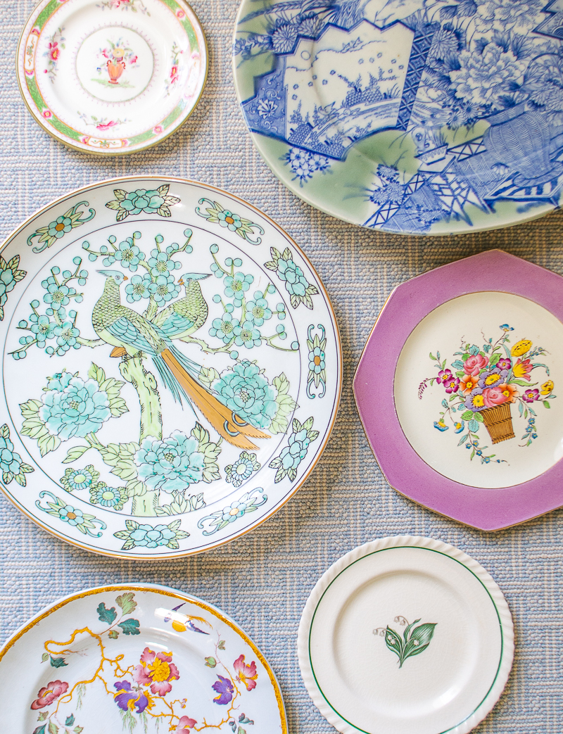 Various vintage and antique dishes with painted and gilt decorations