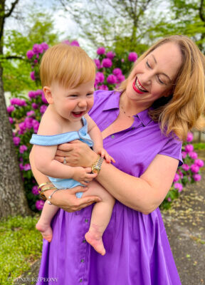 Katherine and James laughing. Some thoughts on motherhood