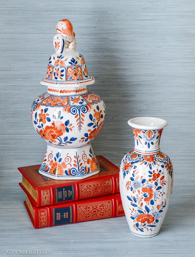 Polychrome OUD Delft Jar & Vase - Pender & Peony - A