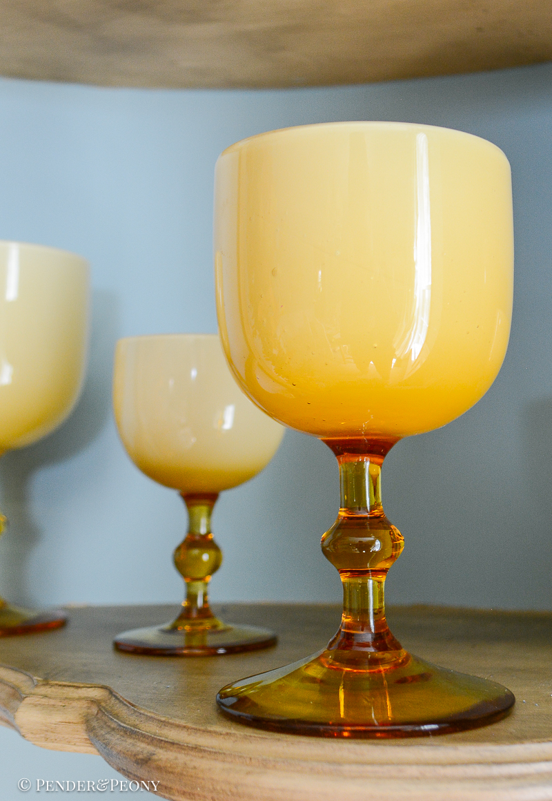 Carlo Moretti cased glass amber goblet