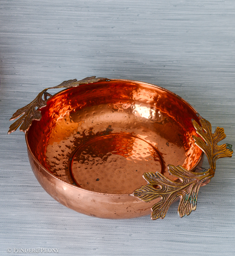 Copper and Brass Oak Leaf Bowl - Image 5