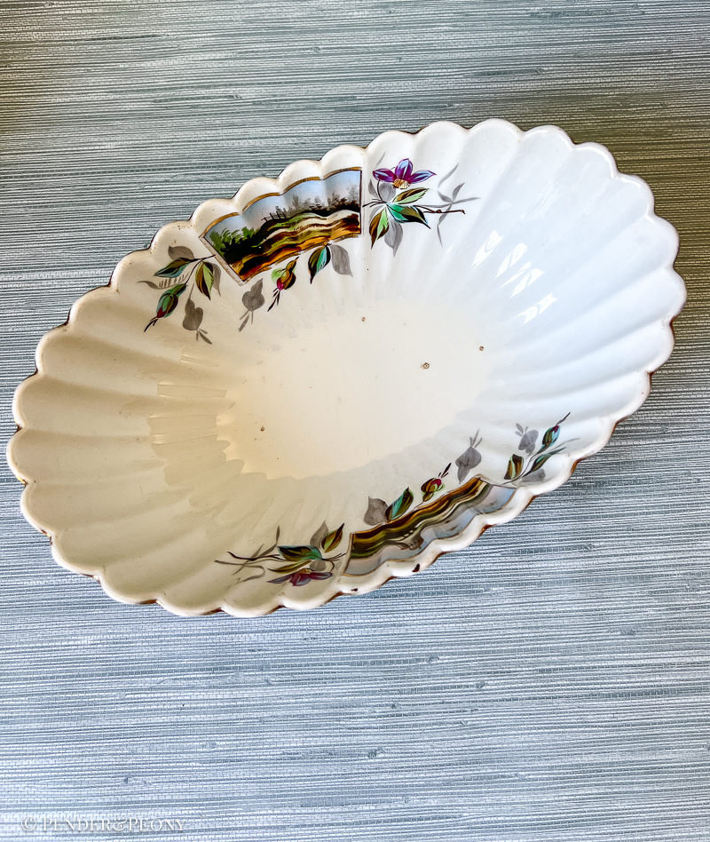 Pompadour Pink Fluted Bowl with Landscape Scenes - Image 4