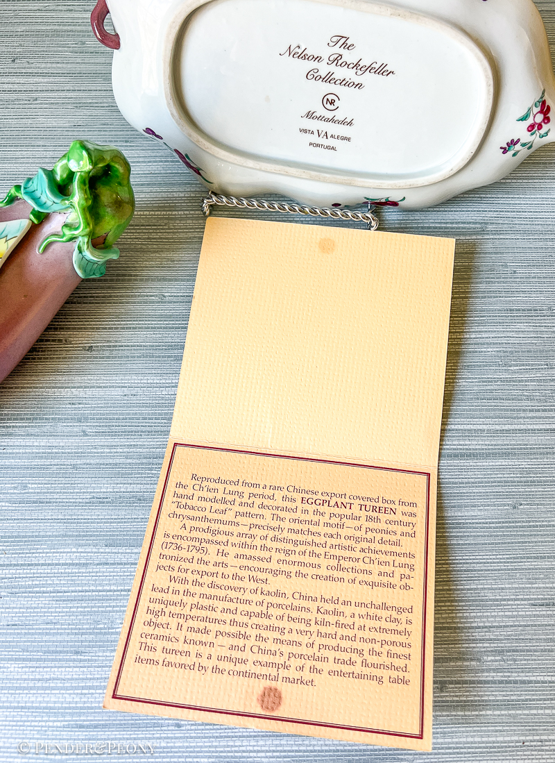 Mottahedeh Tobacco Leaf Eggplant, Rockefeller Collection - Image 8