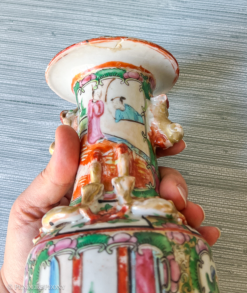 Near Pair of Rose Medallion Vases - Image 4