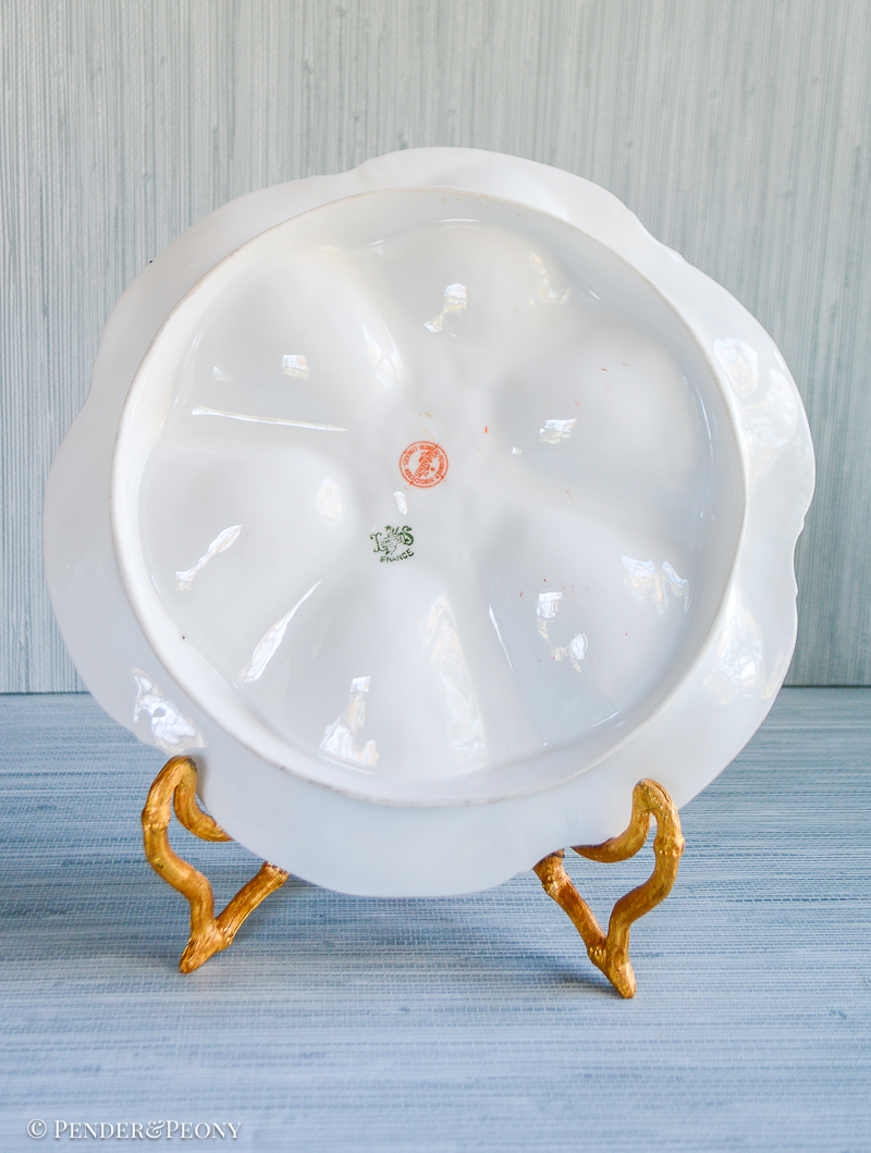 Antique Limoges Oyster Plate with Florals - Image 4