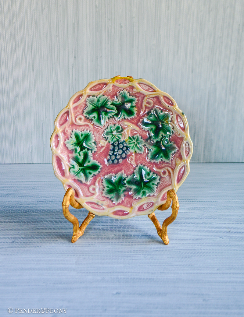 Griffen, Smith & Hill Etruscan Majolica grape leaf plate