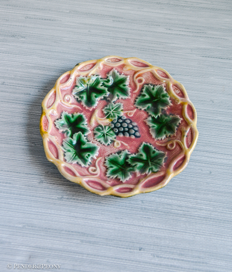 Griffen, Smith & Hill Etruscan Majolica grape leaf plate