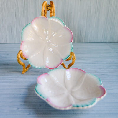 Griffen, Smith & Hill shell dishes, pink and green.