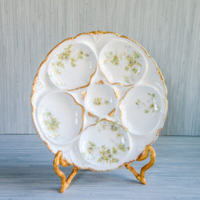 Theodore Haviland Limoges Oyster Plate, Green Florals