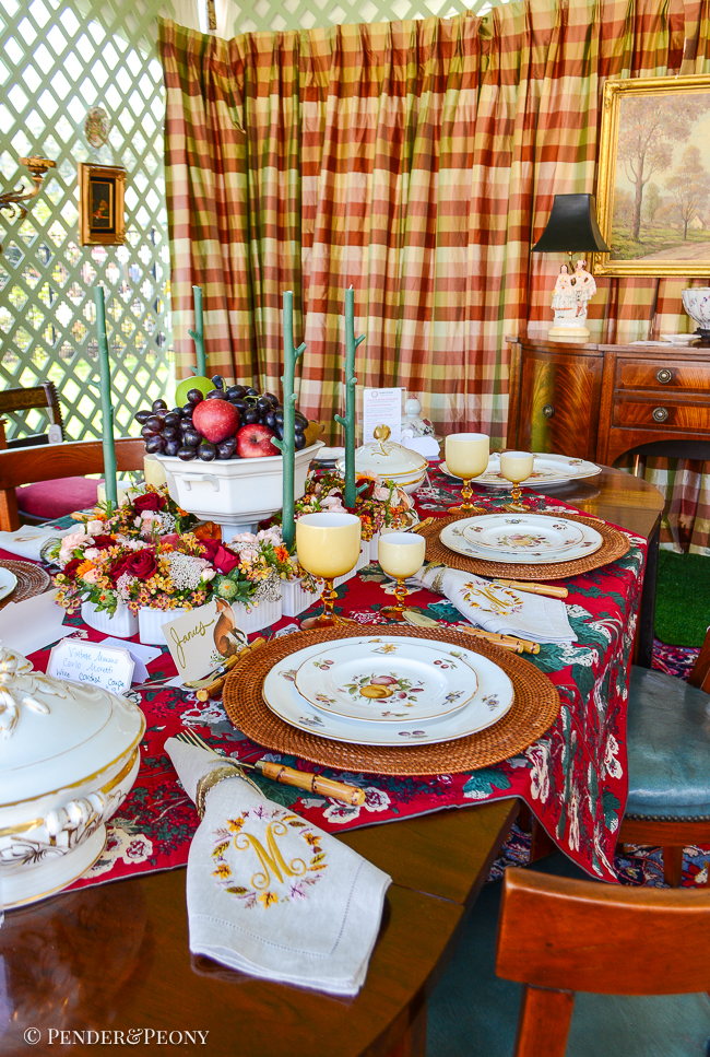 Thanksgiving table set up in Design tent
