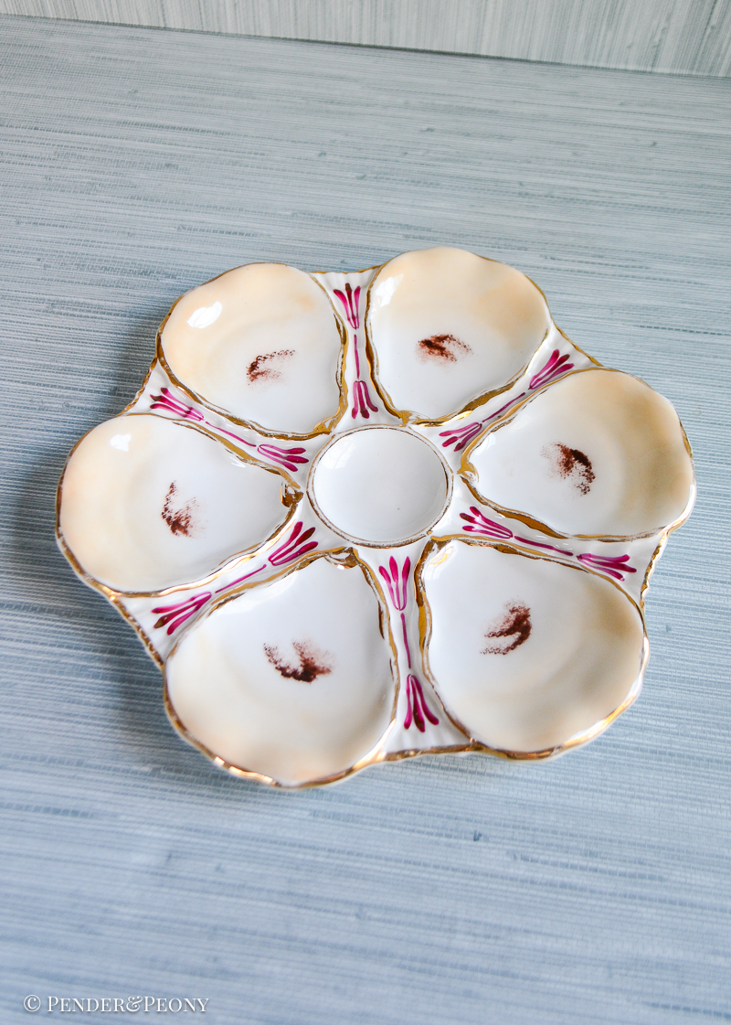 Tielsch Cream & Pink Oyster Plate, Antique
