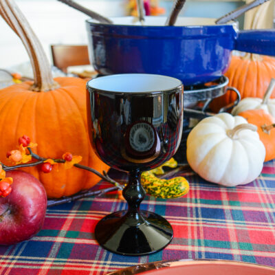 Vintage black and white cased glass goblets from Carlo Moretti, Murano glass