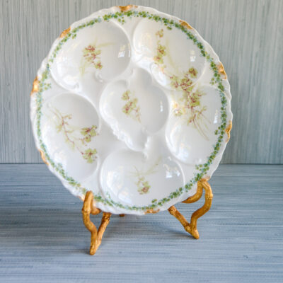 Haviland Limoges Green Floral Oyster Plate