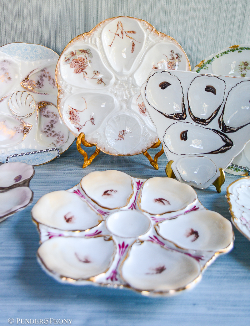 Antique French & German Oyster Plates