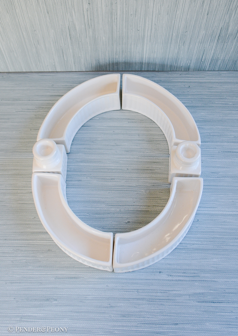 White ceramic surtout de table centerpiece