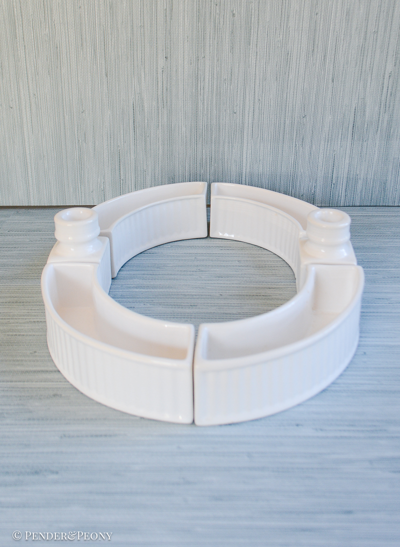 White ceramic surtout de table centerpiece