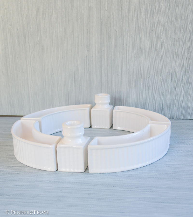 White ceramic surtout de table centerpiece