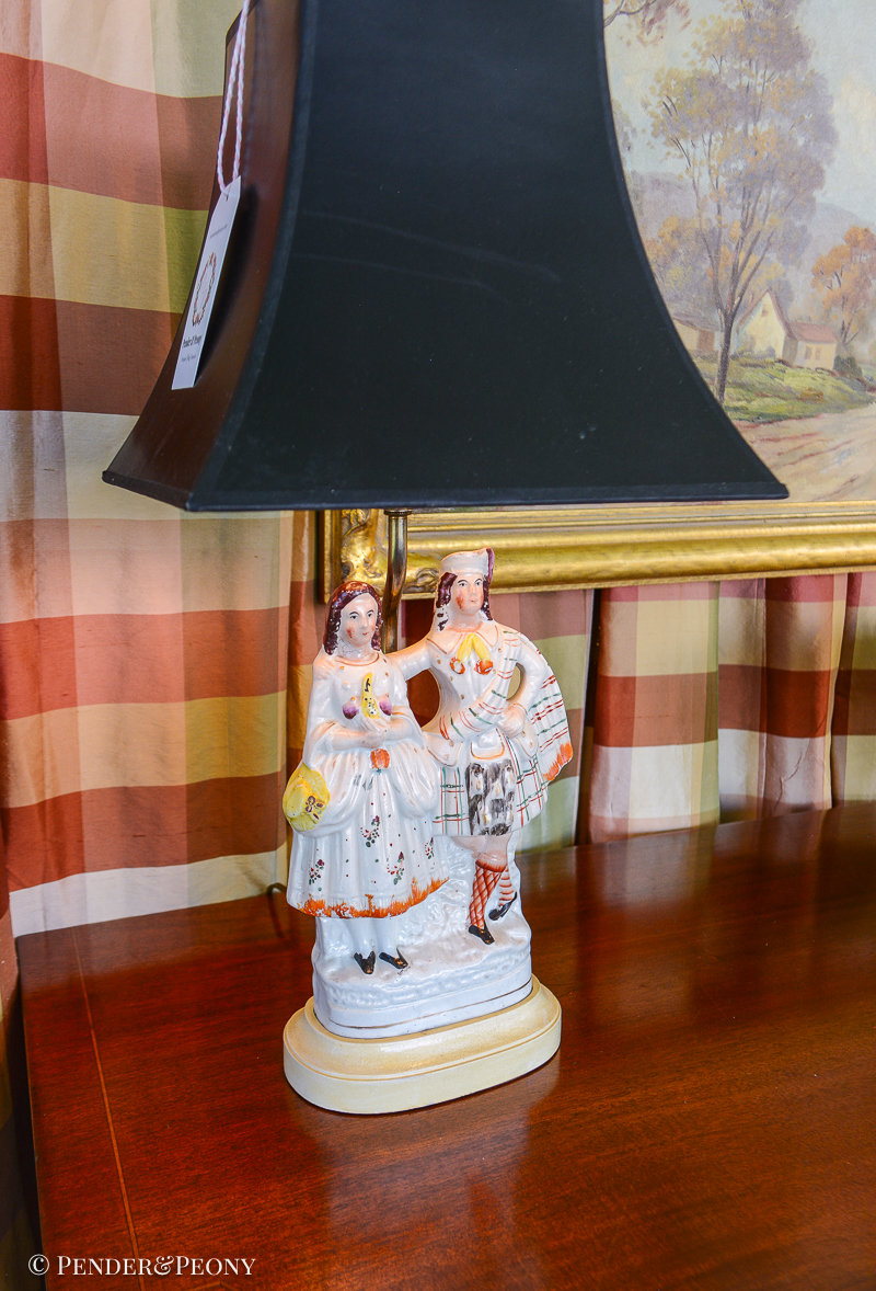 Scottish Couple Staffordshire Flatback converted to lamp