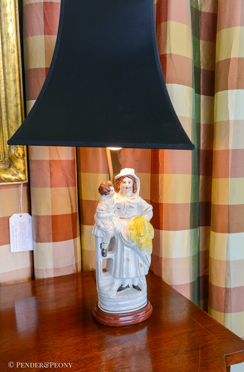 Mother and Child Staffordshire Flatback converted to lamp