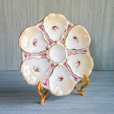 Tielsch Cream & Pink Oyster Plate, Antique