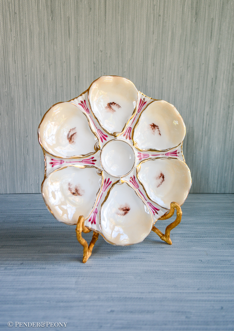 Tielsch Cream & Pink Oyster Plate, Antique