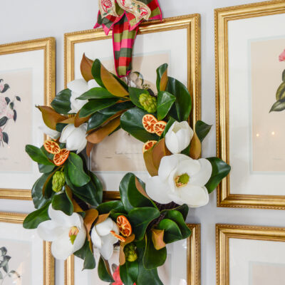 Faux magnolia wreath
