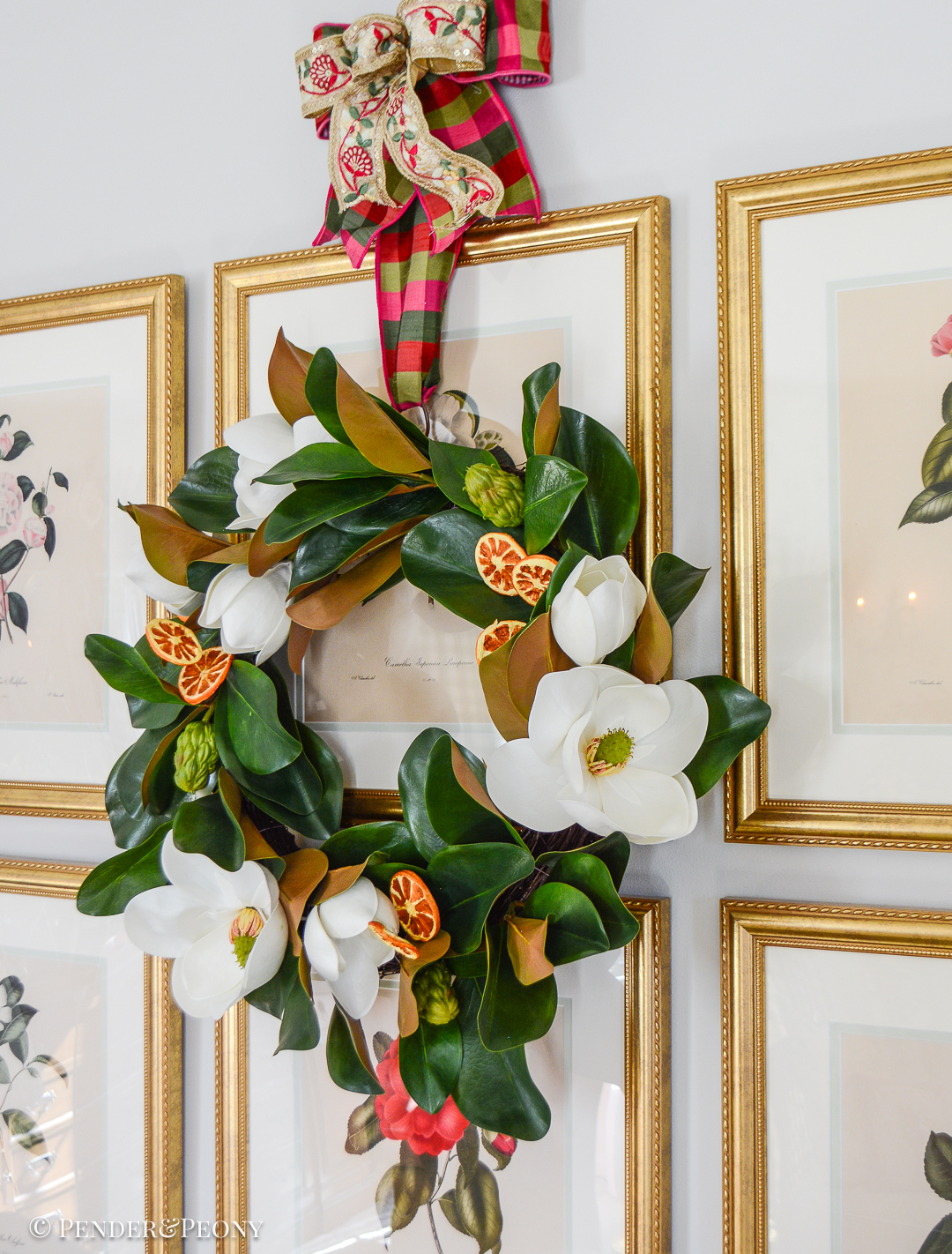 Faux magnolia wreath