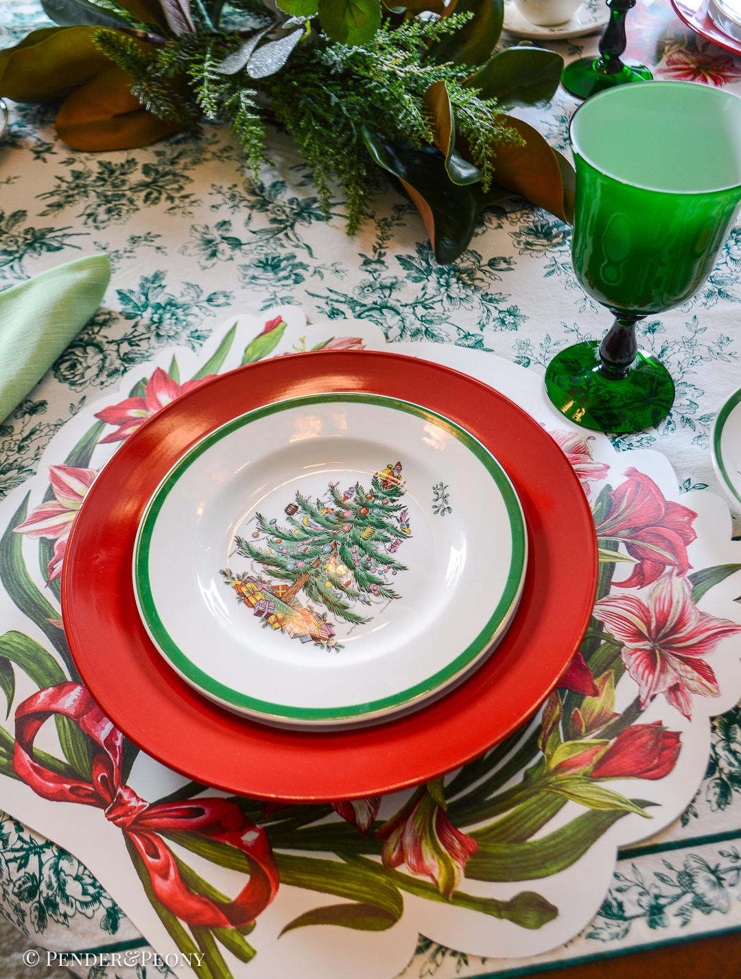 Christmas tree salad plates, Spode
