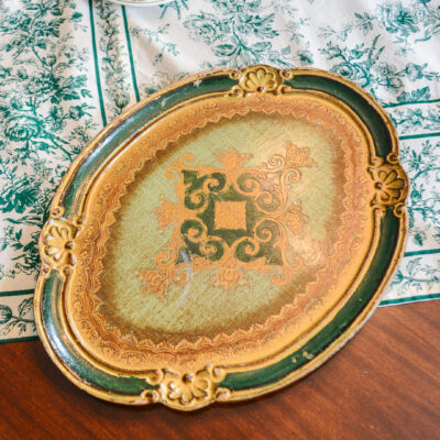 Vintage green Florentine tray