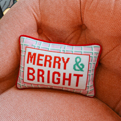 Merry & Bright Needlepoint Pillow