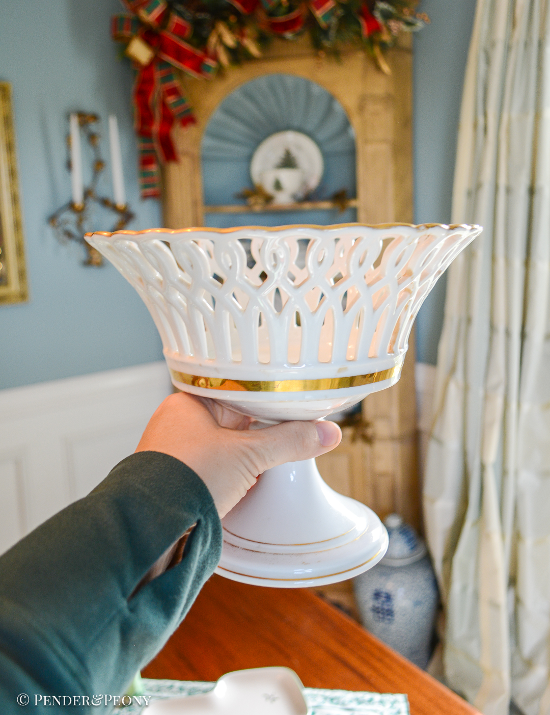 Old Paris pierced compote