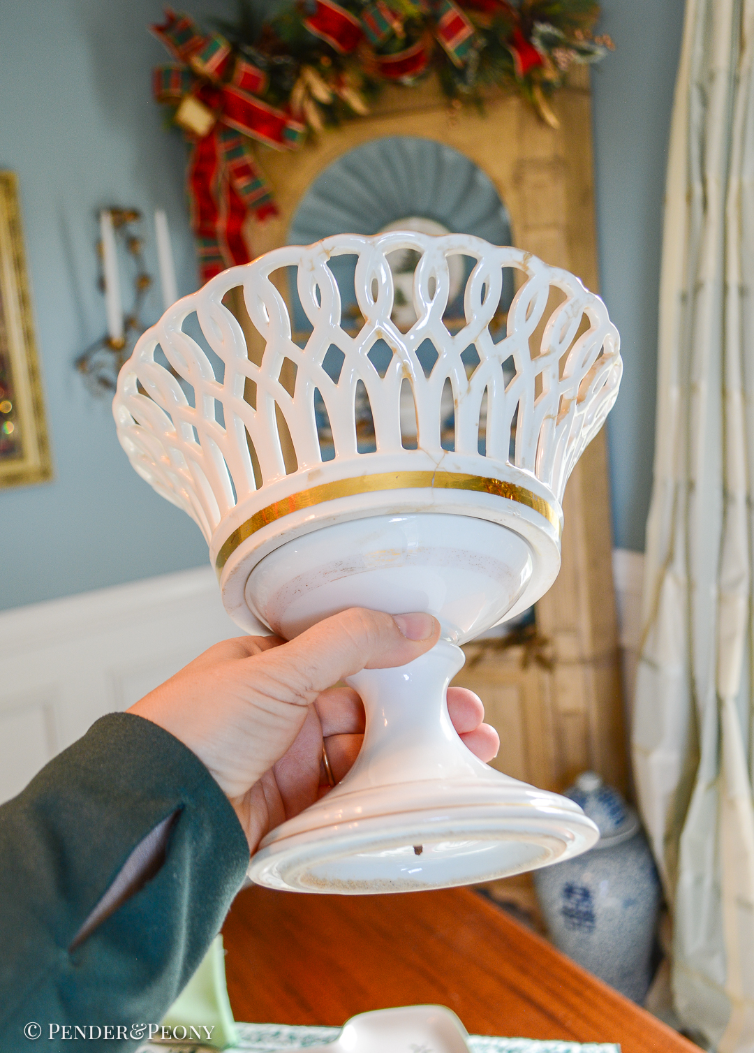 Old Paris pierced compote