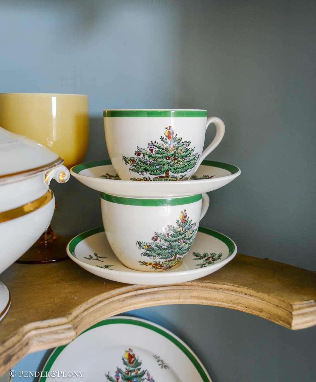 Spode Christmas tree teacups