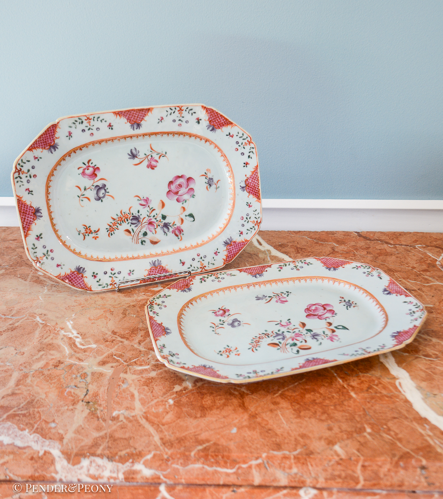 Pair of Chinese Export Famille Rose Platters, 18th Century