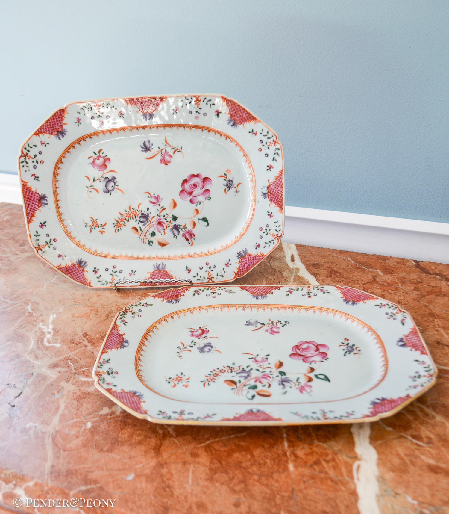 Pair of Chinese Export Famille Rose Platters, 18th Century