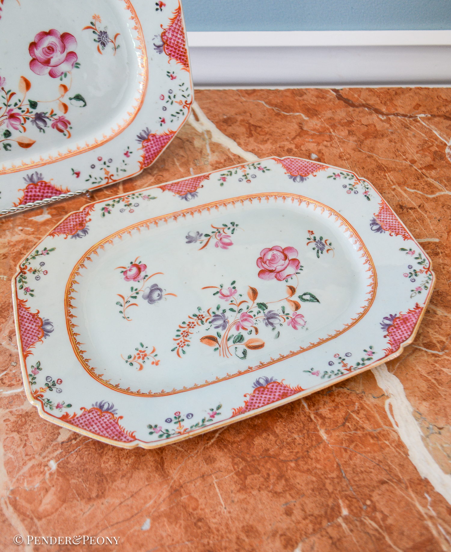 Pair of Chinese Export Famille Rose Platters, 18th Century