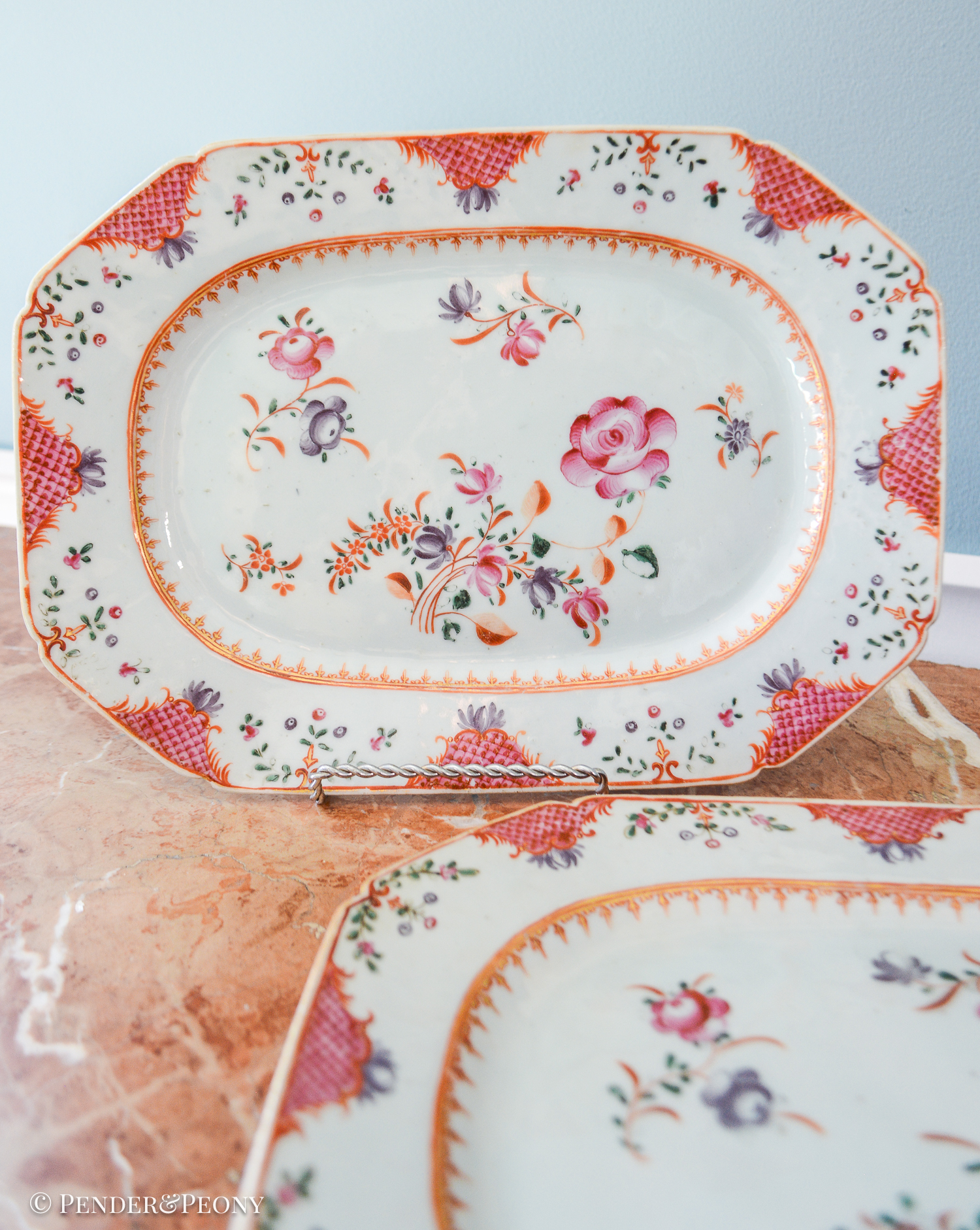 Pair of Chinese Export Famille Rose Platters, 18th Century