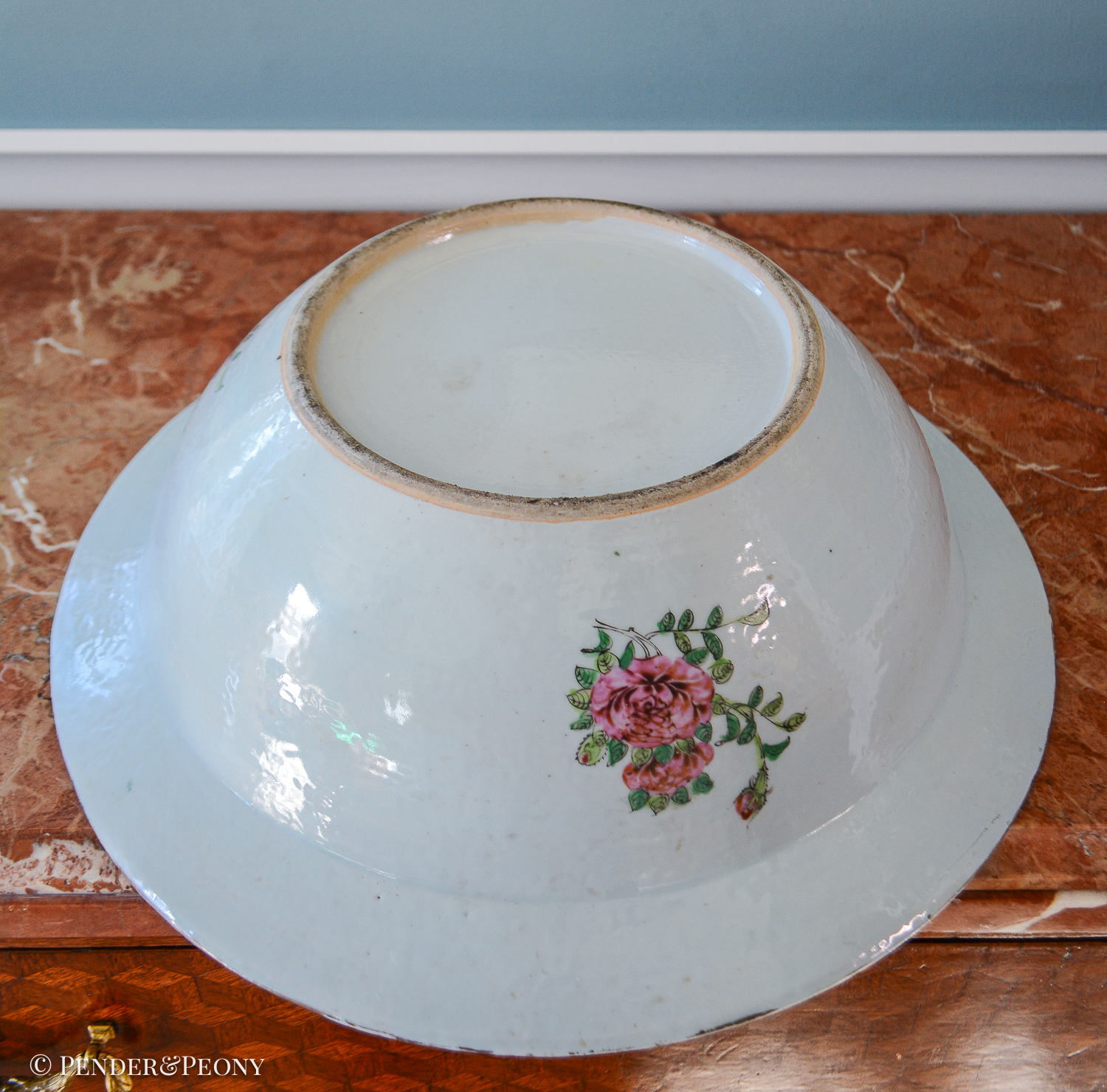 16" Antique Rose Medallion Basin - Image 13