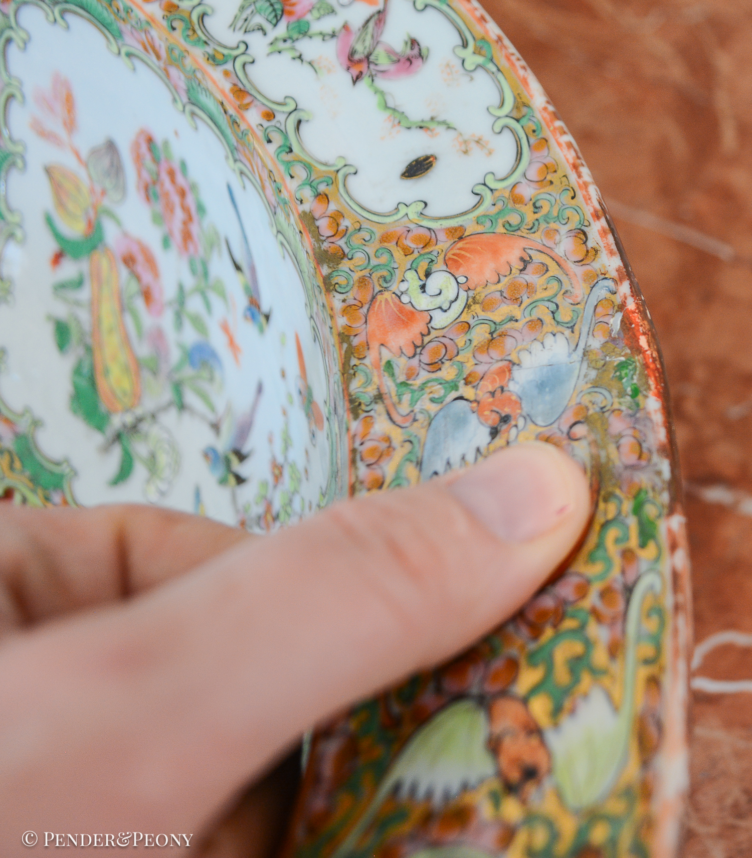 16" Antique Rose Medallion Basin - Image 8