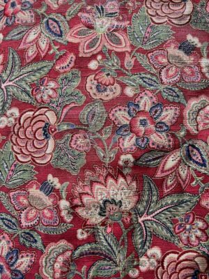 Red and blue floral fabric for curtains