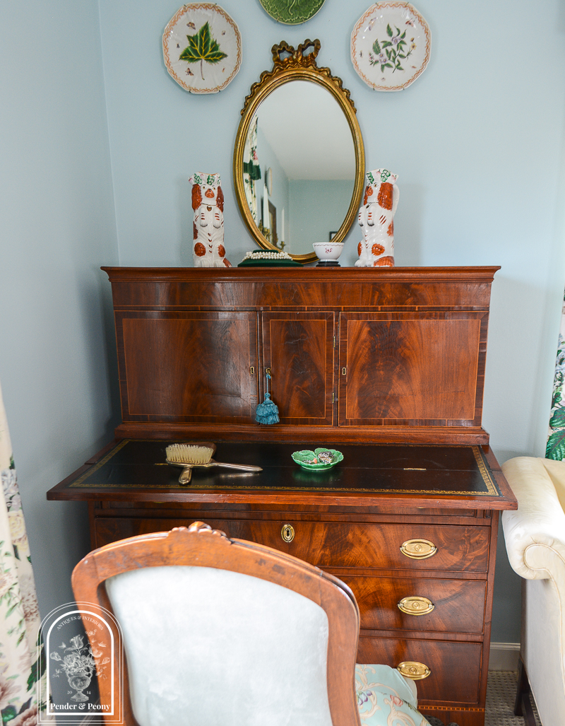 antique secretary desk in Katherine's master bedroom