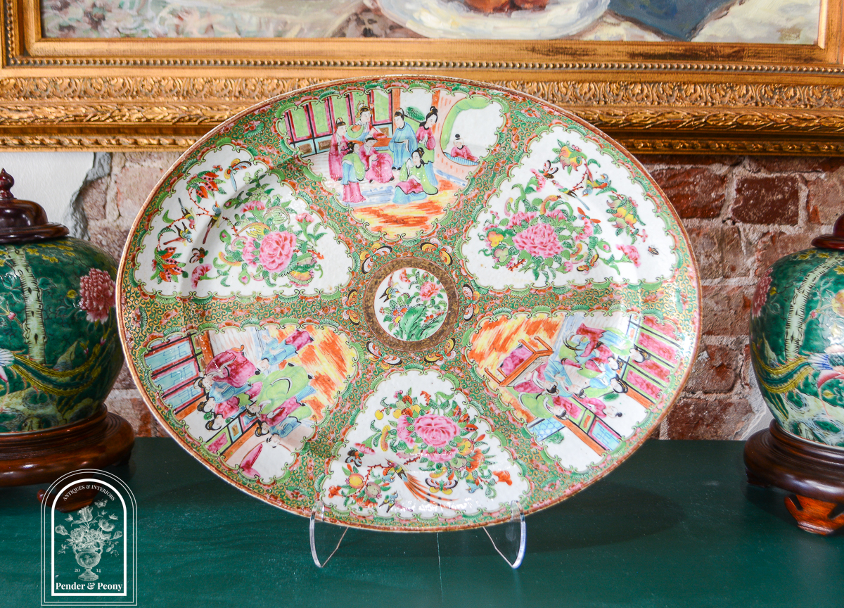 Antique large 19 inch Rose Medallion platter