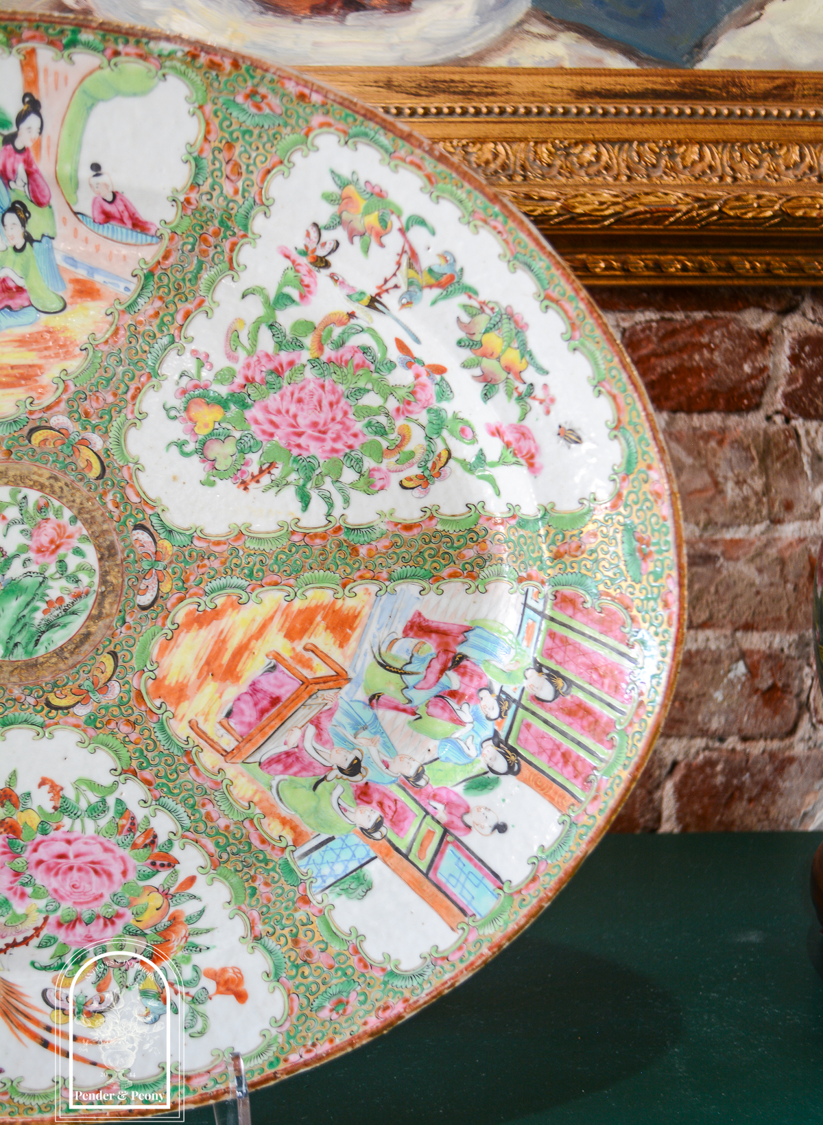 Antique large 19 inch Rose Medallion platter