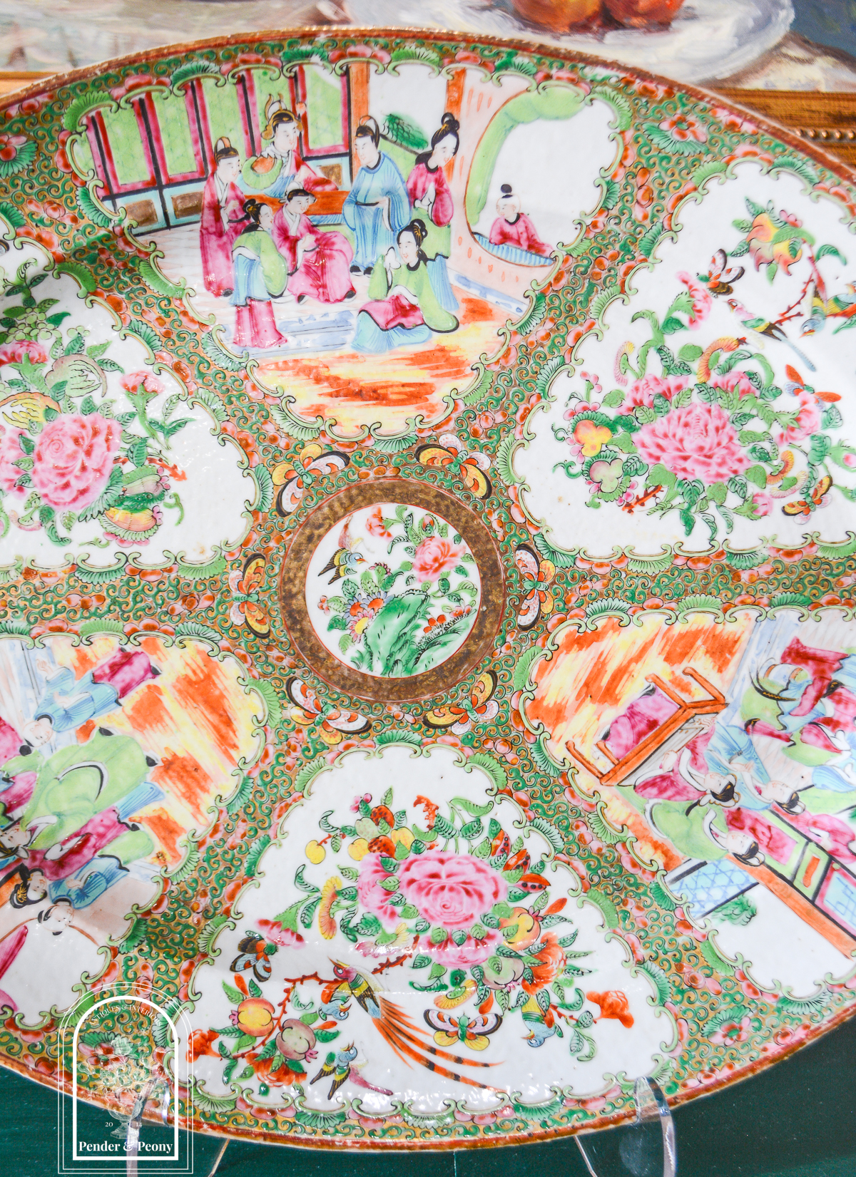 Antique large 19 inch Rose Medallion platter