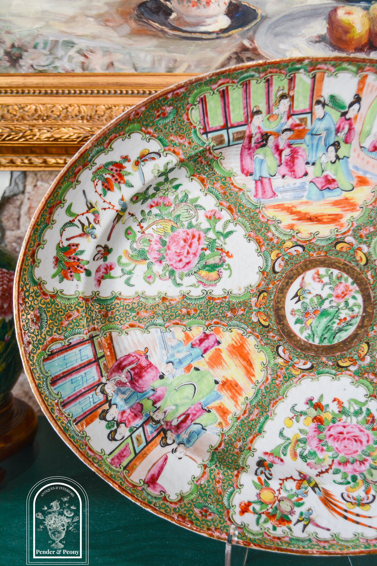Antique large 19 inch Rose Medallion platter